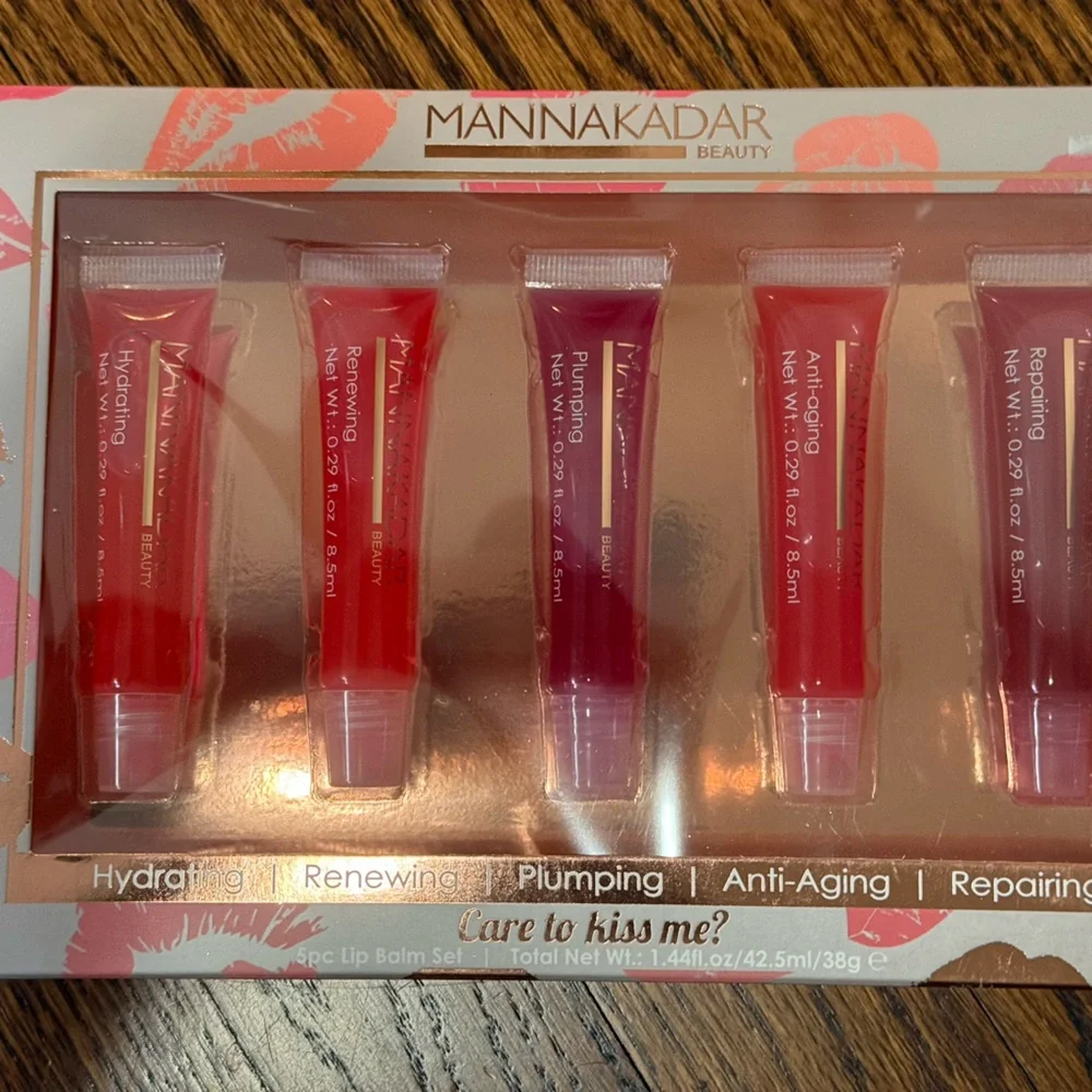 New 5 PK MANNA KADAR Lip Balm Set Juicy Tubes Hydrate Renew‎ Repair Plump Repair